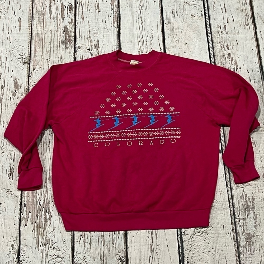 Vintage 1980s Colorado Ski Skiing 80s Travel Tourism Crewneck Sweatshirt